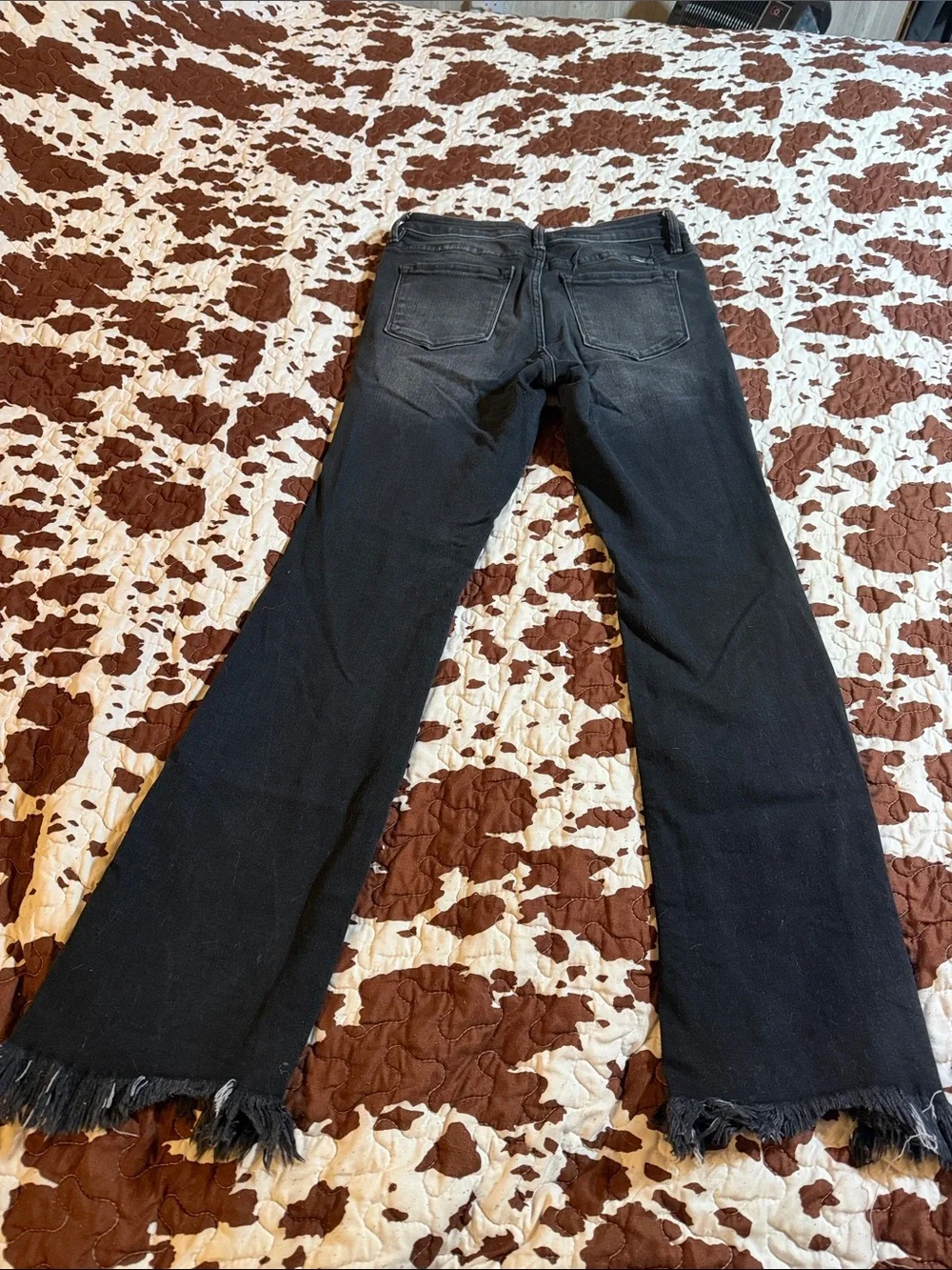 KanCan Black Frayed-Hem Flare Jeans